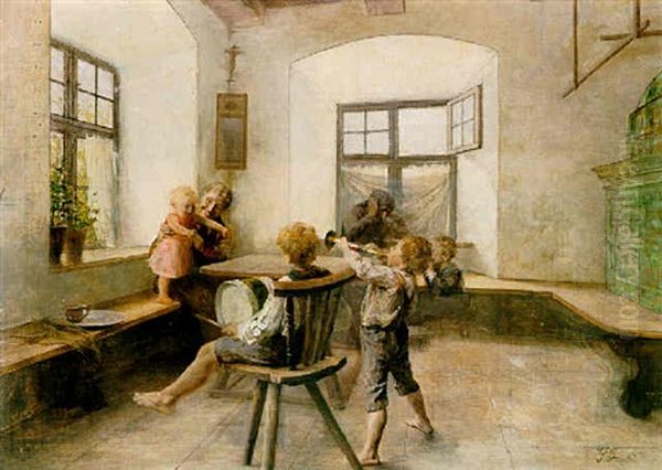 Children's Symphony Oil Painting by Georgios Jakobides