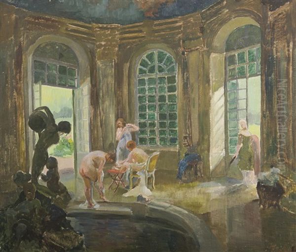 After A Bath Oil Painting by Frantisek Jakub