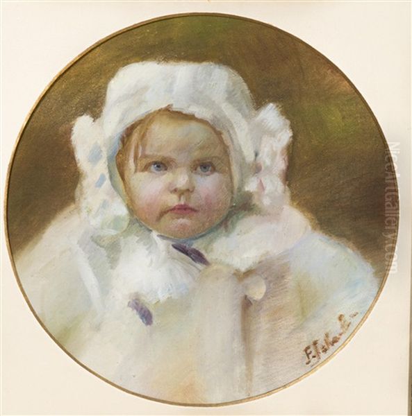 Portrait Of A Child Oil Painting by Frantisek Jakub