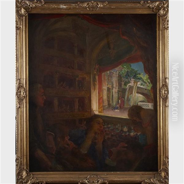 Opera At The Tyl Theatre, Prague Oil Painting by Frantisek Jakub