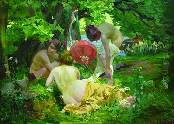 Summer Afternoon Oil Painting by Frantisek Jakub