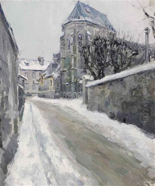 A Snowy Street In Meudon Oil Painting by Maria Vasilevna Jakunchikova