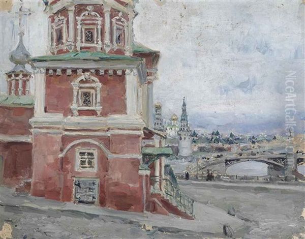 A Church In Moscow Oil Painting by Maria Vasilevna Jakunchikova