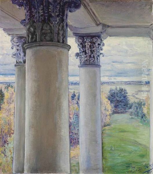 From A Window Of The Old House, Vvedenskoe Oil Painting by Maria Vasilevna Jakunchikova