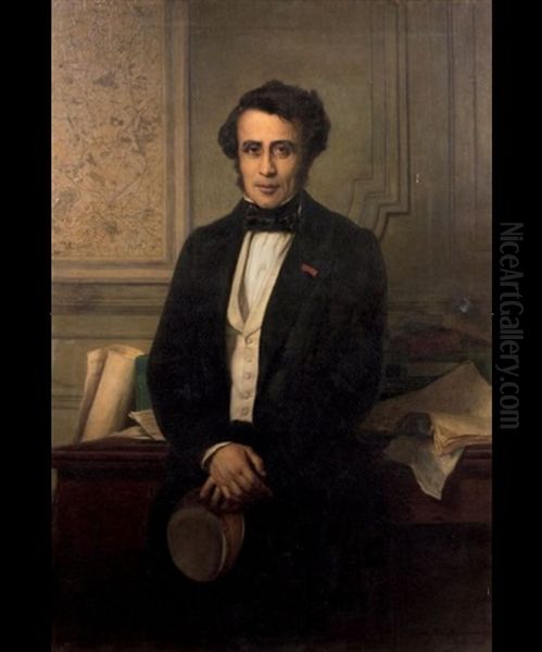 Portrait D'emile Pereire Oil Painting by Charles Francois Jalabert