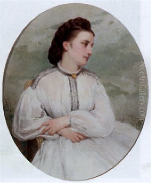 Jeune Femme En Robe Blanche Oil Painting by Charles Francois Jalabert