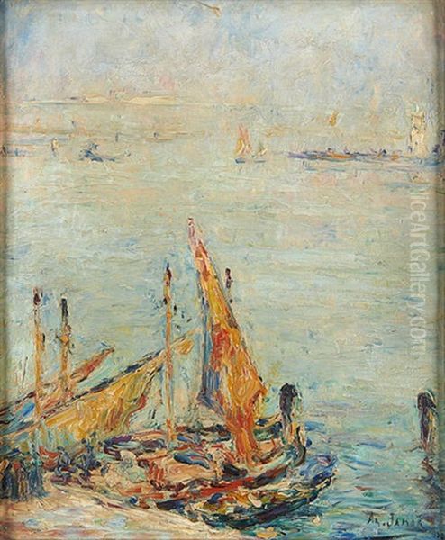 Voiliers Dans La Lagune De Venise Oil Painting by Armand Gustave Gerard Jamar