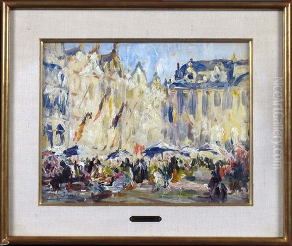 Marche Sur La Grand-place De Bruxelles Oil Painting by Armand Gustave Gerard Jamar