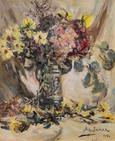 Bouquet De Fleurs Oil Painting by Armand Gustave Gerard Jamar