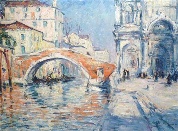 Pont A Venise Oil Painting by Armand Gustave Gerard Jamar