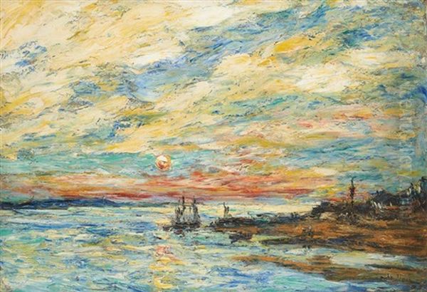 Coucher De Soleil En Bretagne Oil Painting by Armand Gustave Gerard Jamar