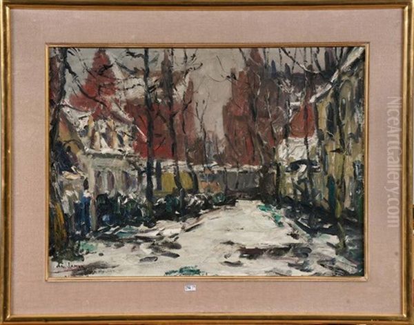 Rue Enneigee Oil Painting by Armand Gustave Gerard Jamar