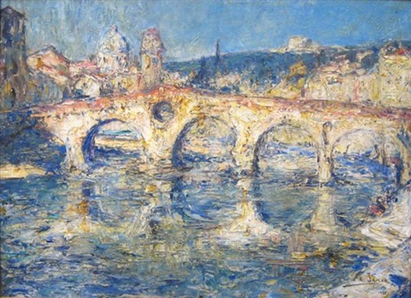 Ponte Della Pietra, Verone Oil Painting by Armand Gustave Gerard Jamar