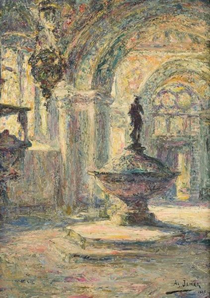 Interieur D'eglise A Venise Oil Painting by Armand Gustave Gerard Jamar