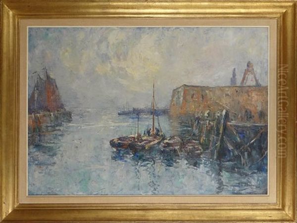 Vue De Port Anime Oil Painting by Armand Gustave Gerard Jamar