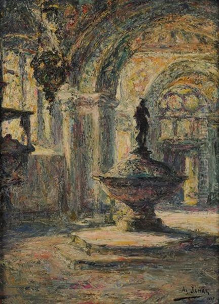 Interieur D'eglise A Venise Oil Painting by Armand Gustave Gerard Jamar