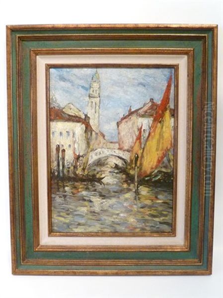 Canal A Venise Oil Painting by Armand Gustave Gerard Jamar