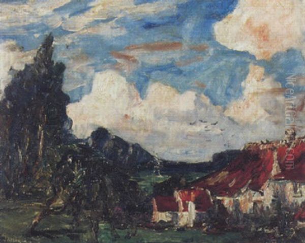 Landschaft Mit Roten Dachern Oil Painting by Armand Gustave Gerard Jamar