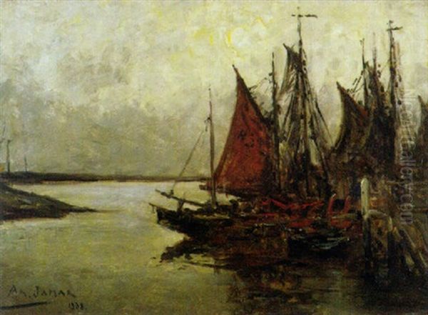 Soir Au Port De Zeebrugge by Armand Gustave Gerard Jamar