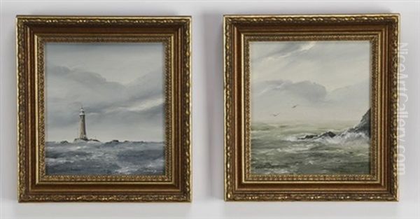 English Coastal Scenes (2 Works) Oil Painting by David James