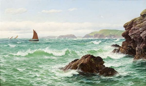 An Easterly Breeze, Caermarthen Bay, South Wales Oil Painting by David James