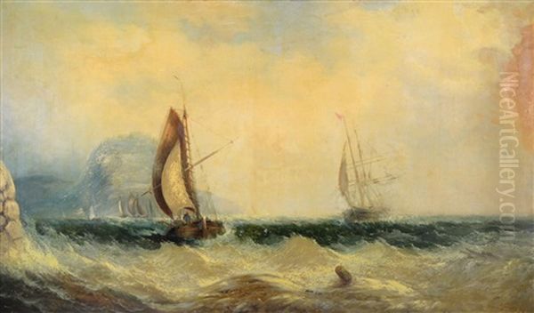 Seascape With Ships Oil Painting by David James