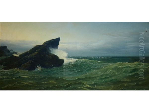 Evening On The North Coast Of Cornwall (pair) Oil Painting by David James