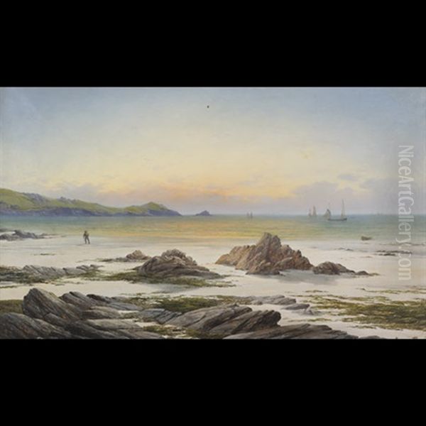 Figure On The Coast (murray Bay?) Oil Painting by David James