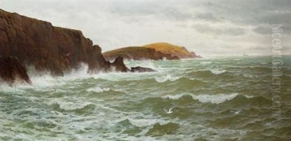 Breakers Rolling In Oil Painting by David James