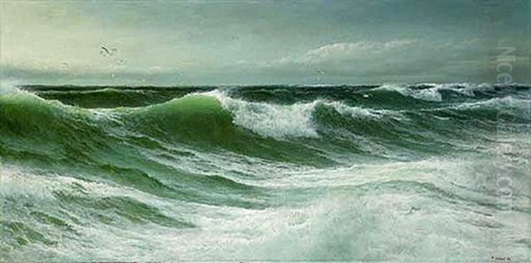 Waves On The Atlantic Coast Oil Painting by David James