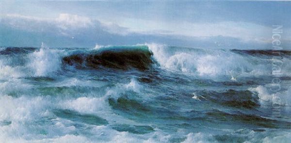 A Ground Sea Oil Painting by David James