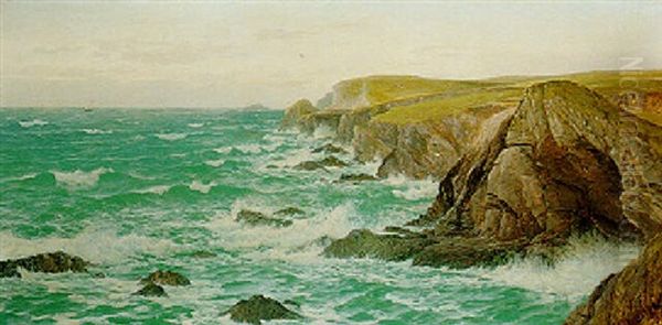 Breakers Off The Coast Oil Painting by David James