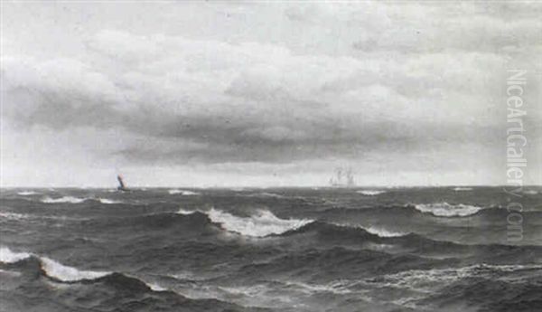 A Windy Day At Sea Oil Painting by David James