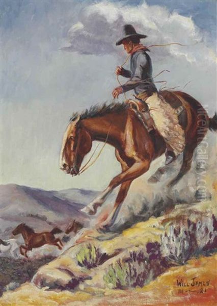 Wild Horses Oil Painting by William R. (Will) James