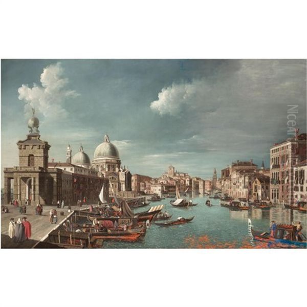 The Entrance To The Grand Canal, Venice, With Punta Della Dogana And Santa Maria Della Salute Oil Painting by William James