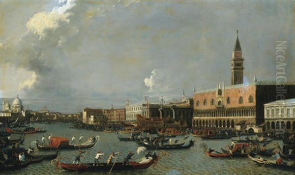 The Bucintoro Returning To The Molo On Ascension Day, Venice Oil Painting by William James