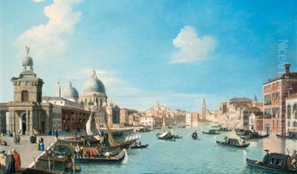 Entrance To The Grand Canal, Venice, Looking West, With The Dogana And The Church Of Santa Maria Della Salute Oil Painting by William James