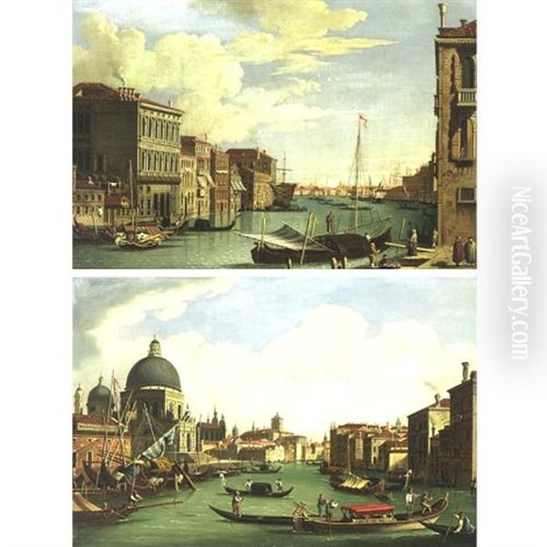 View Of The Grand Canal (pair) Oil Painting by William James