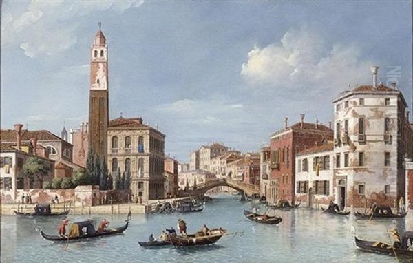 View Of The Entrance To The Cannareggio Canal With The Church Of San Germia And The Palazzo Labia, Venice Oil Painting by William James