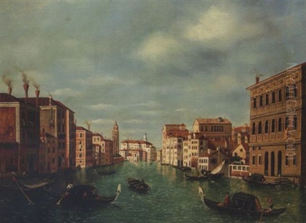 The Grand Canal, Venice, Looking North-west From The Palazzo Corner To The Palazzo Contarini Degli Scrigni Oil Painting by William James