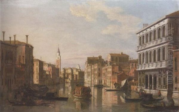 The Grand Canal Looking South With Santa Maria Della Carita And Palazzo Corner Della Ca'grande, Venice Oil Painting by William James