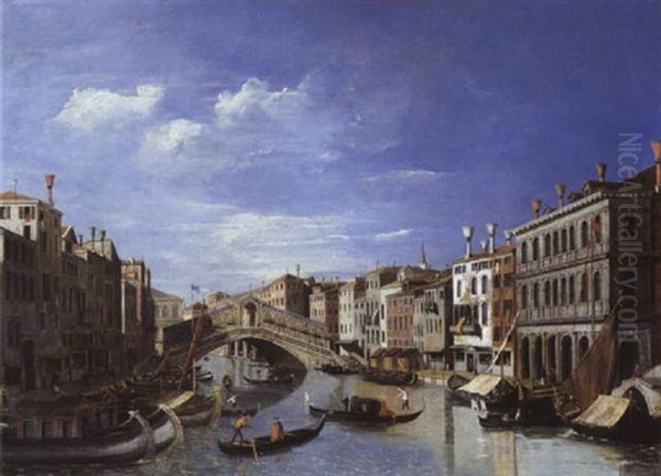 Vue Du Grand Canal Avec Le Pont Du Rialto Oil Painting by William James