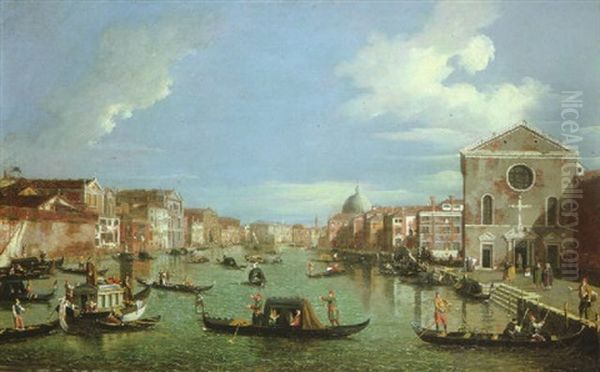 A View Of The Grand Canal, Venice, Looking North-east From Santa Croce To San Geremia Oil Painting by William James