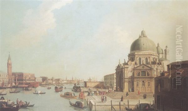 View Of Santa Maria Della Salute With The Doges Palace Beyond Oil Painting by William James