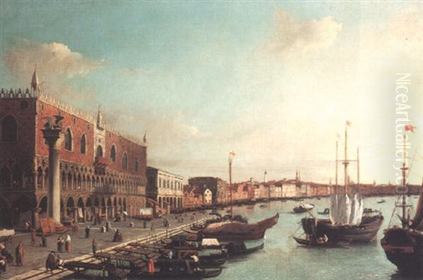 A View At The Entrance Of The Grand Canal, Venice, With The Doges Palace Oil Painting by William James