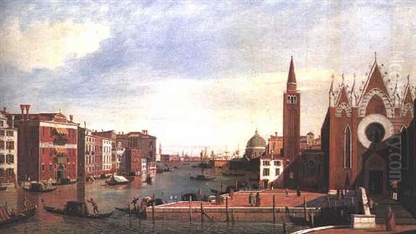 A View Of The Grand Canal, Venice, From Santa Maria Della Carita Looking Towards The Bacino Di San Marco Oil Painting by William James