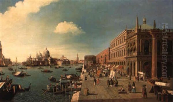 The Molo, Venice, Looking West With The Column Of St. Theodore Oil Painting by William James