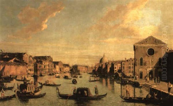 The Grand Canal, Venice, Looking North East From Sta. Croce To San Geremia Oil Painting by William James