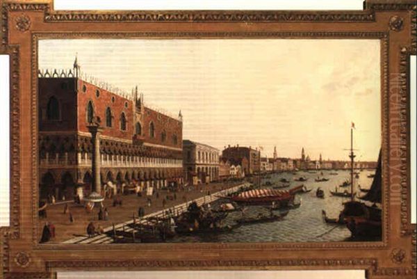 Venice: The Doge's Palace And The Riva Degli Schiavone From The Bacino Oil Painting by William James