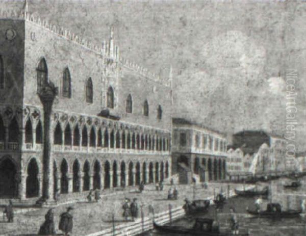 View Of The Doge's Palace And The Riva Degli Shiavoni, Venice Oil Painting by William James